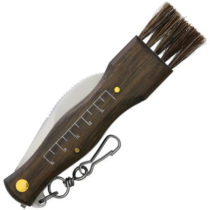 Maserin Mushroom Knife 800 Essential Foragers Stainless Hawkbill Blade Rosewood Handle Metric Scale Clip Tweezers Brush by Maserin