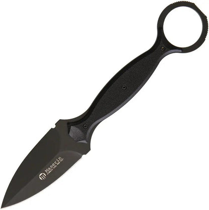 Maserin Neck Knife N690 Black G10 Full Tang For Outdoor Enthusiasts Finger Ring Tec Lock Belt Clip Kydex Sheath by Maserin