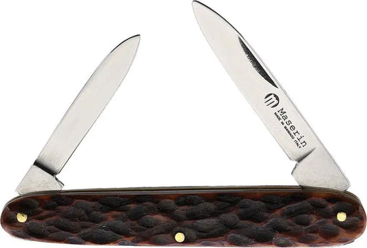 Maserin Gentleman's Knife CE620 3In Closed, Mirror Finish Clip And Pen Blades, Brown Jigged Bone Handle For Collectors by Maserin