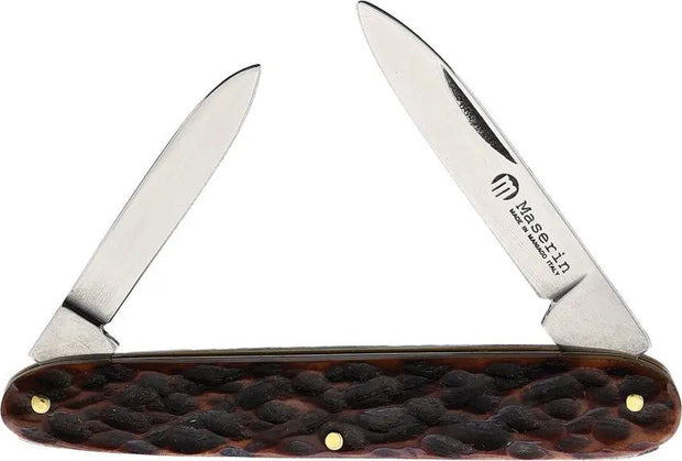Maserin Gentleman's Knife CE620 3In Closed, Mirror Finish Clip And Pen Blades, Brown Jigged Bone Handle For Collectors by Maserin