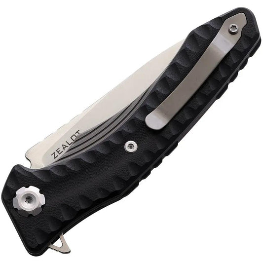 Maxace Zealot Linerlock Black MCZ201 - 3.88in Satin Bohler K110 Blade Black G10 Handle by Maxace