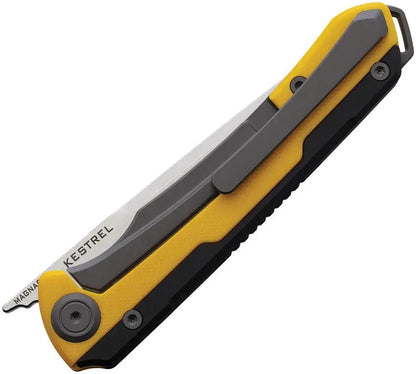 Maxace Kestrel Framelock - MagnaCut Blade With Bead Blast Satin Finish And Yellow G10 Handle by Maxace