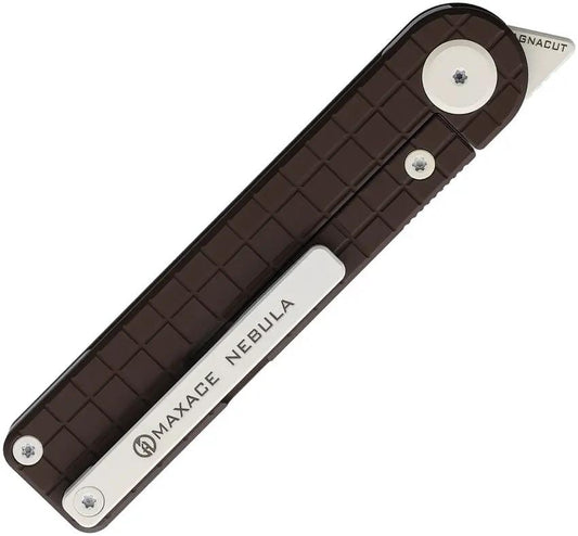 Maxace Nebula Framelock Chocolate OM01-1-B - MagnaCut Blade With Brown Cerakote Titanium Handle And Extended Tang by Maxace