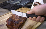 Mercer BPX BBQ Set 8PC M13751 - Polished X50CrMoV15 Blades With Black GRN Handle And 7 Knife Roll by Mercer