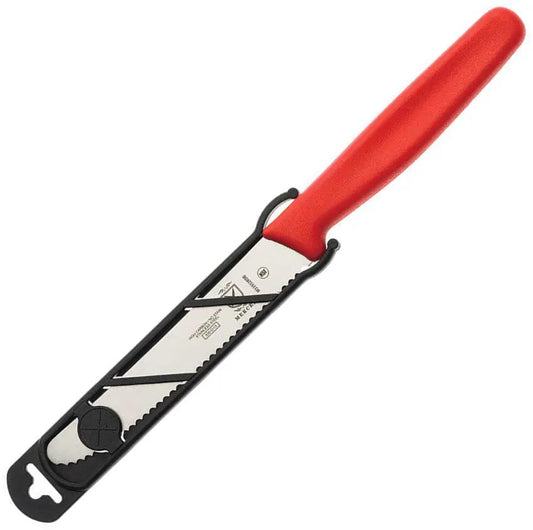 Mercer Utility Knife Red M33932RDB - High Carbon Japanese Steel Round Tip Serrated Blade for Versatile Cutting by Mercer