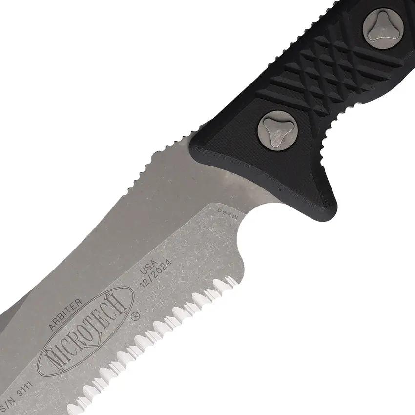 Microtech Arbiter Fixed Blade Knife 8in Apocalyptic Finish Full Tang MOLLE Sheath for Tactical Outdoorsmen by Microtech