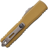 Microtech UTX-85 S/E Gen IV OTF Knife Automatic Opening 4.5in Closed Tan Aluminum Handle For Tactical EDC Enthusiasts by Microtech