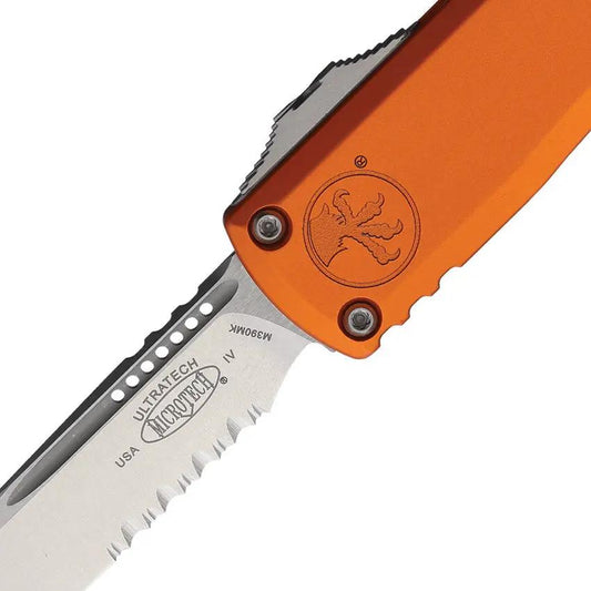 Microtech Ultratech Auto OTF Knife For EDC Enthusiasts Orange Aluminum Handle M390 Glass Breaker 11214 11OR by Microtech