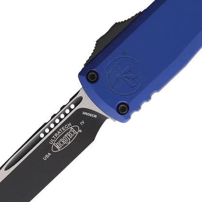 Microtech Ultratech Auto OTF Knife GenIV 3.5in Blade Bohler M390MK Navy Aluminum Handle Glass Breaker Lanyard Clip EDC by Microtech