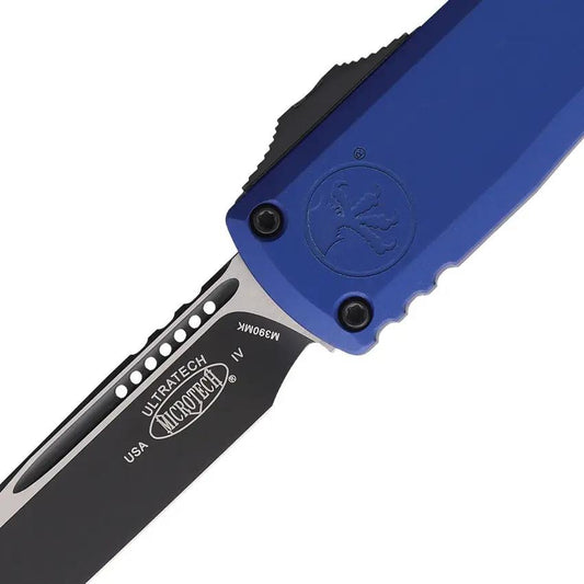 Microtech Ultratech Auto OTF Knife GenIV 3.5in Blade Bohler M390MK Navy Aluminum Handle Glass Breaker Lanyard Clip EDC by Microtech