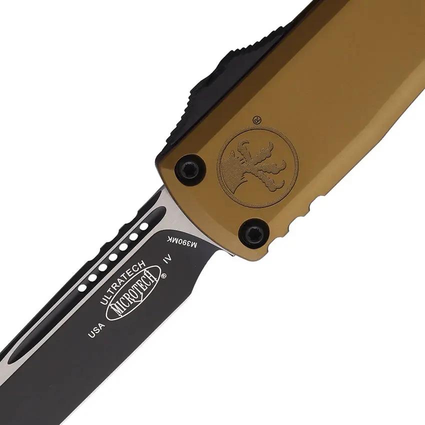 Microtech Ultratech Auto OTF Gen IV SE 11214 1TA Premium EDC Knife M390MK Three And A Half Inch Blade Tan Aluminum by Microtech