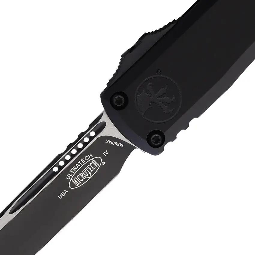 Microtech Ultratech Auto OTF Knife M390MK Two Tone Finish Black Aluminum Handle for EDC Enthusiasts by Microtech