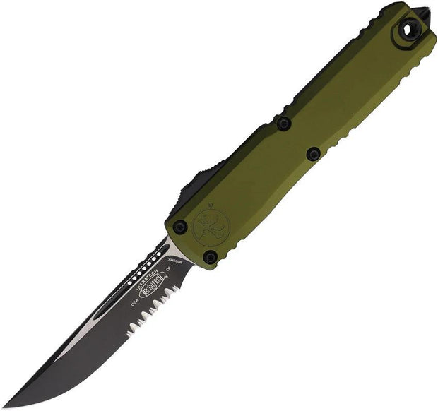 Microtech Auto Ultratech Gen IV OTF Knife M390MK Blade Glass Breaker OD Green Aluminum Tactical EDC by Microtech