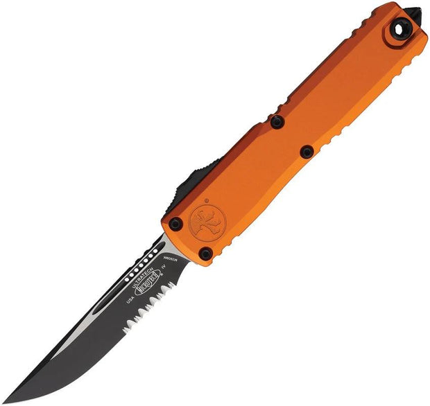 Microtech Ultratech Auto OTF Knife Gen IV Two Tone Finish Five Inch Closed Blade Orange Handle For Tactical Pros by Microtech