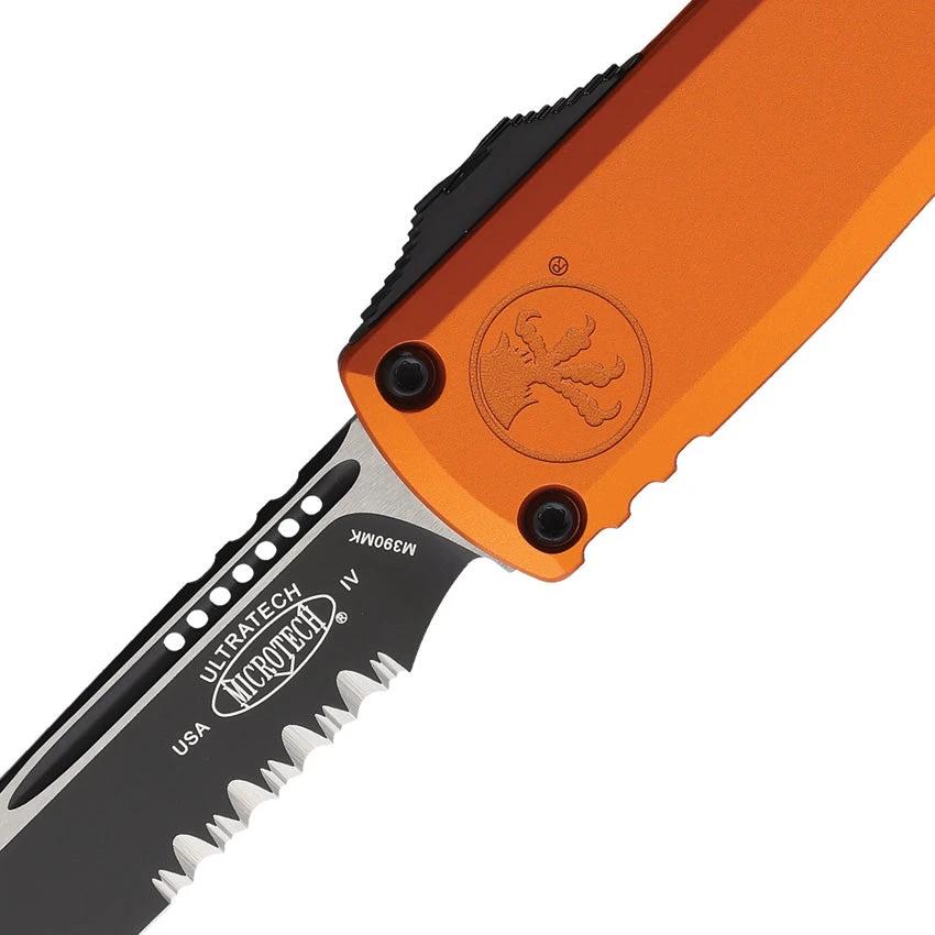 Microtech Ultratech Auto OTF Knife Gen IV Two Tone Finish Five Inch Closed Blade Orange Handle For Tactical Pros by Microtech