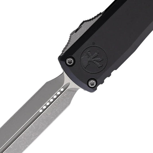 Microtech Ultratech Auto OTF Knife Gen III ZBP Dagger Blade M390 Finish Black Aluminum Handle For EDC Enthusiasts by Microtech