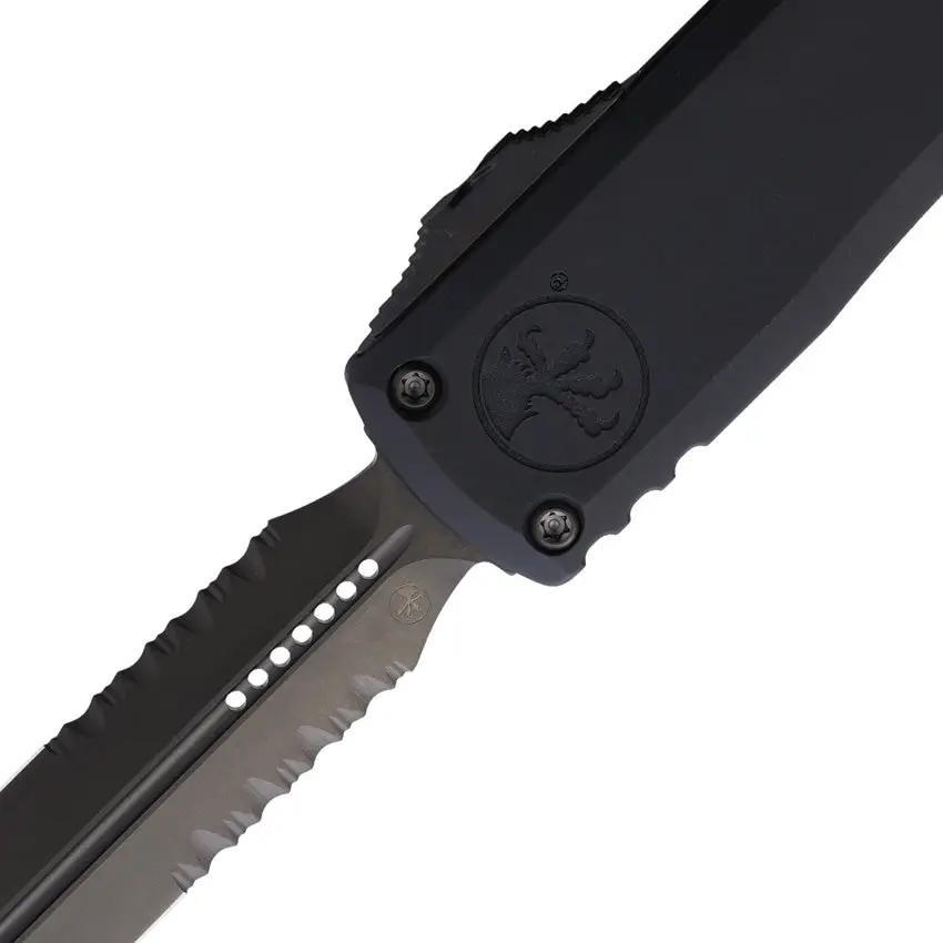 Microtech Auto Ultratech Gen III ZBP OTF Knife 3.5in Blade Partially Serrated DLC M390MK Tactical EDC by Microtech