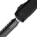 Microtech Ultratech Gen III ZBP OTF Knife Auto 2-Tone M390MK Serrated Dagger Blade With Glass Breaker Black Aluminum EDC by Microtech