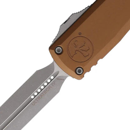 Microtech Ultratech Auto OTF Knife Gen IV Three Point Five Inch Double Edge M390 Blade Apocalyptic Finish For EDC by Microtech