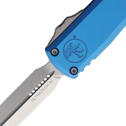 Microtech Ultratech Auto Gen IV Double Edge Dagger Blade M390MK OTF Knife Blue Aluminum Handle For EDC Enthusiasts by Microtech