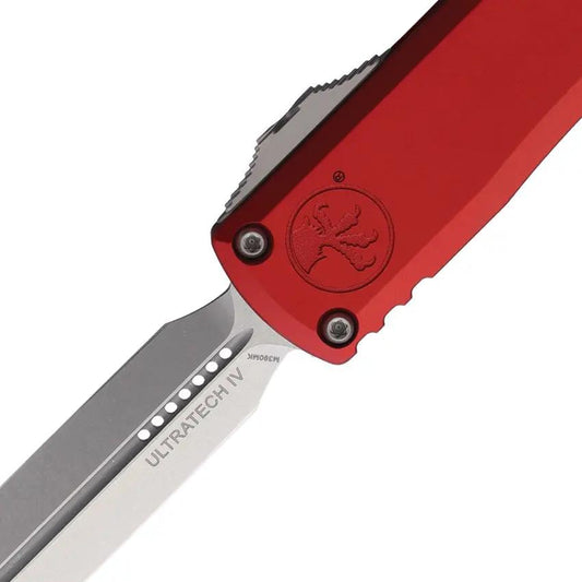 Microtech Ultratech Gen IV Auto OTF Knife 3.5in Double Edge Bohler M390MK Blade Red Aluminum Handle For EDC Enthusiasts by Microtech