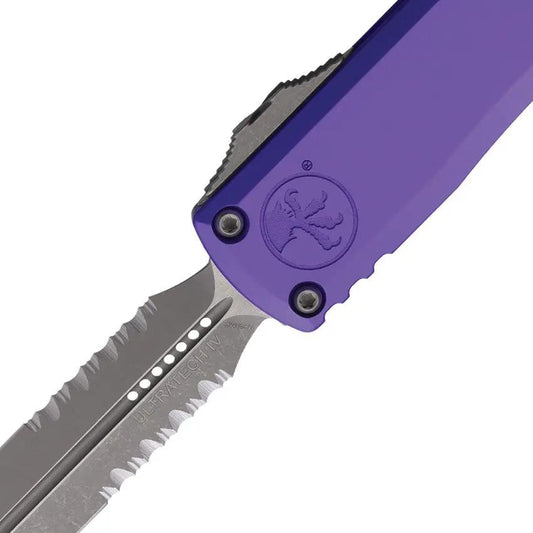 Microtech Ultratech Gen IV Auto Open OTF Dagger Blade Apocalyptic M390 Finish Purple Handle For Collectors by Microtech