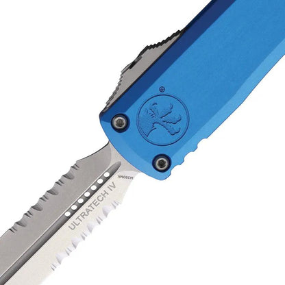 Microtech Ultratech Gen IV Auto OTF Knife Double Edge With M390MK Blade Blue Aluminum Handle 5in Closed For EDC Fans by Microtech