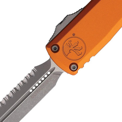 Microtech Auto Ultratech Gen IV OTF Knife EDC Ready With Apocalyptic M390 Blade Orange Aluminum Handle Glass Breaker by Microtech