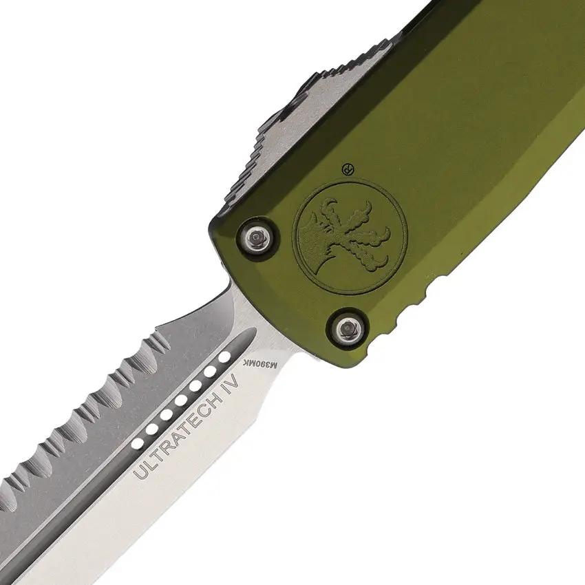 Microtech Ultratech Auto OTF Knife Gen IV 11224 12OD Five Inch Closed OD Green Handle Glass Breaker Premium Tactical by Microtech