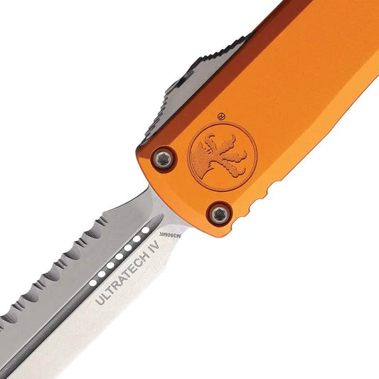 Microtech Ultratech Auto Gen IV OTF Orange Handle 3.5 Inch M390MK Stainless Dagger Blade For Collectors by Microtech