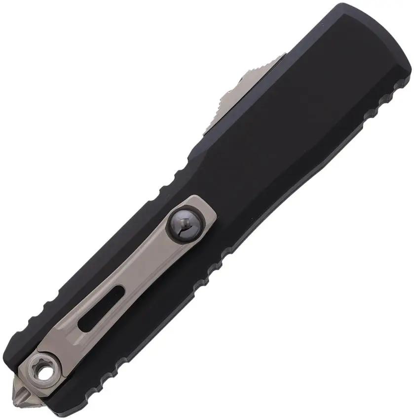 Microtech Ultratech Auto OTF Gen IV DE Knife With M390 Double Edge Dagger Blade Black Aluminum Handle Glass Breaker For EDC Enthusiasts by Microtech