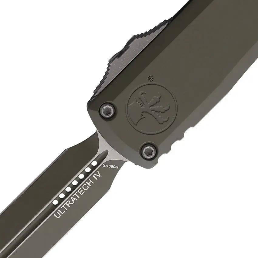 Microtech Auto Ultratech Gen IV OTF Knife Moss Green Cerakote, M390 Blade, Glass Breaker, EDC Tactical by Microtech