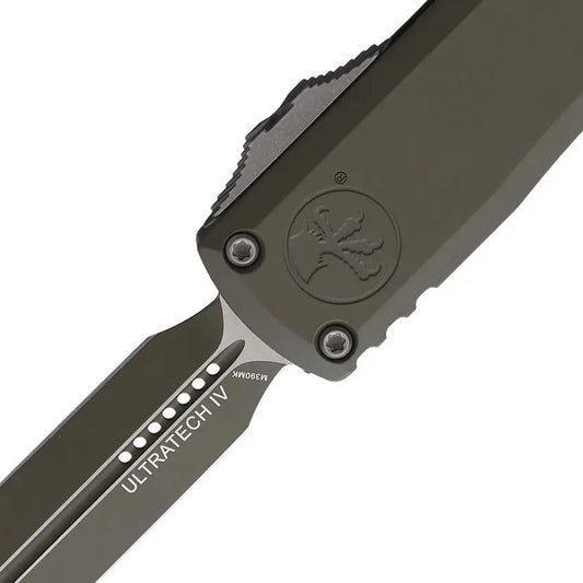 Microtech Auto Ultratech Gen IV OTF Knife Moss Green Cerakote, M390 Blade, Glass Breaker, EDC Tactical by Microtech