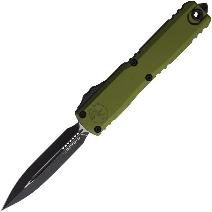 Microtech Ultratech Gen IV Automatic OTF Knife with Double Edge Blade, OD Green Handle, and Glass Breaker by Microtech