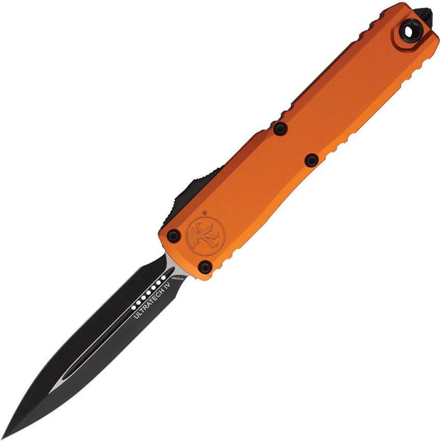 Microtech Auto Ultratech Gen IV OTF Double Edge Knife Automatic Opening With Orange Aluminum Handle Glass Breaker EDC by Microtech