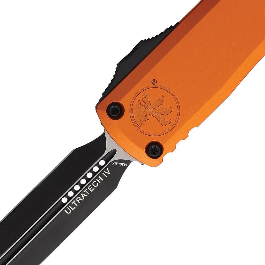Microtech Auto Ultratech Gen IV OTF Double Edge Knife Automatic Opening With Orange Aluminum Handle Glass Breaker EDC by Microtech