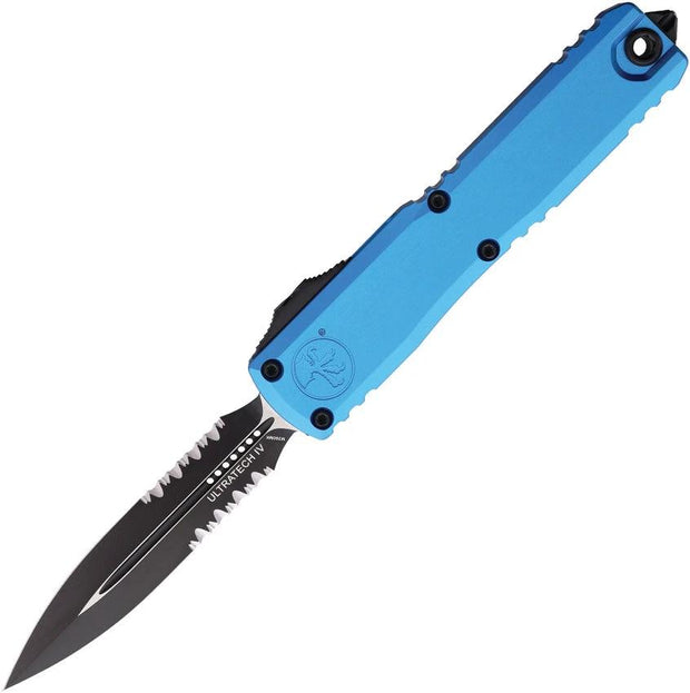 Microtech Ultratech Auto Gen IV D E OTF Knife With M390 Blade Blue Aluminum Handle Glass Breaker For EDC Enthusiasts by Microtech