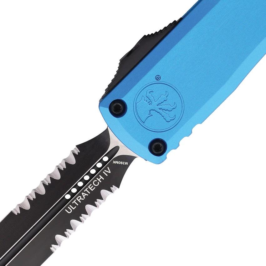 Microtech Ultratech Auto Gen IV D E OTF Knife With M390 Blade Blue Aluminum Handle Glass Breaker For EDC Enthusiasts by Microtech