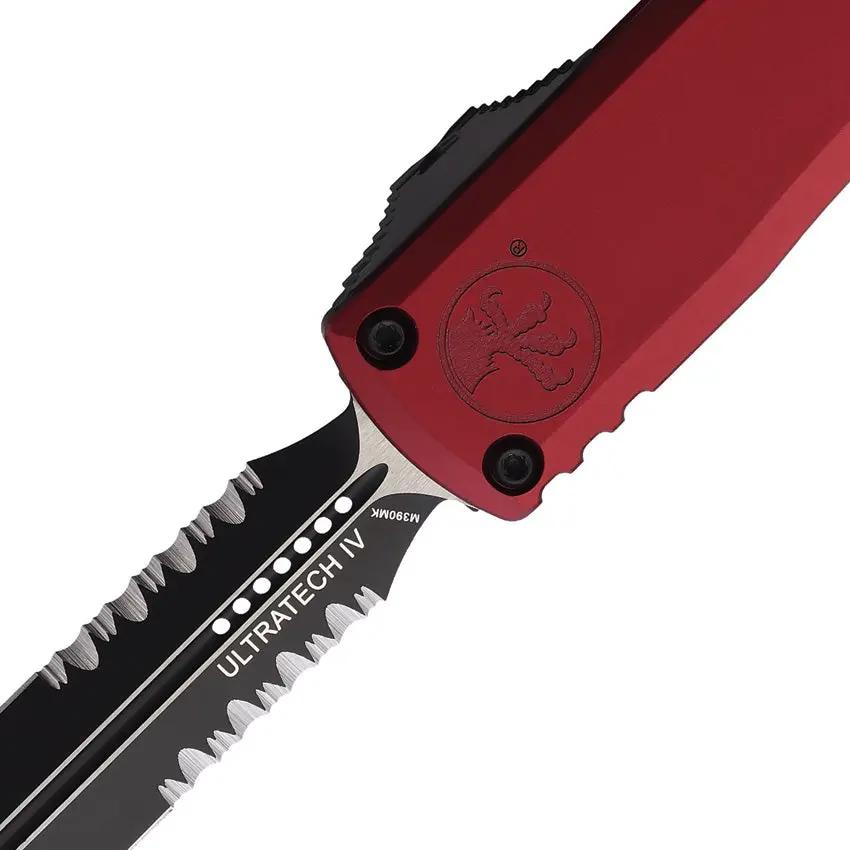 Microtech Ultratech Gen IV Auto OTF Knife 5 Inch Closed 3.5 Inch M390MK Two Tone Merlot Handle For Tactical Enthusiasts by Microtech