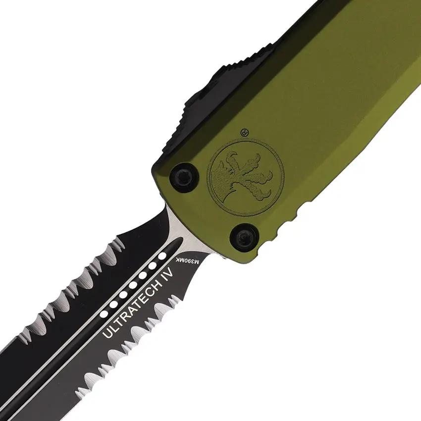 Microtech Ultratech Auto DE Knife Gen IV Automatic Opening Two Tone Finish Dagger Blade OD Green Aluminum EDC by Microtech