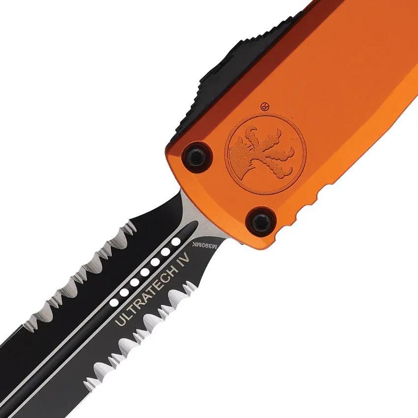 Microtech Auto Ultratech Gen IV Double Edge OTF Knife Orange Aluminum Handle Glass Breaker For Tactical EDC Fans by Microtech
