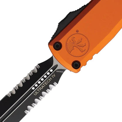 Microtech Auto Ultratech Gen IV Double Edge OTF Knife Orange Aluminum Handle Glass Breaker For Tactical EDC Fans by Microtech