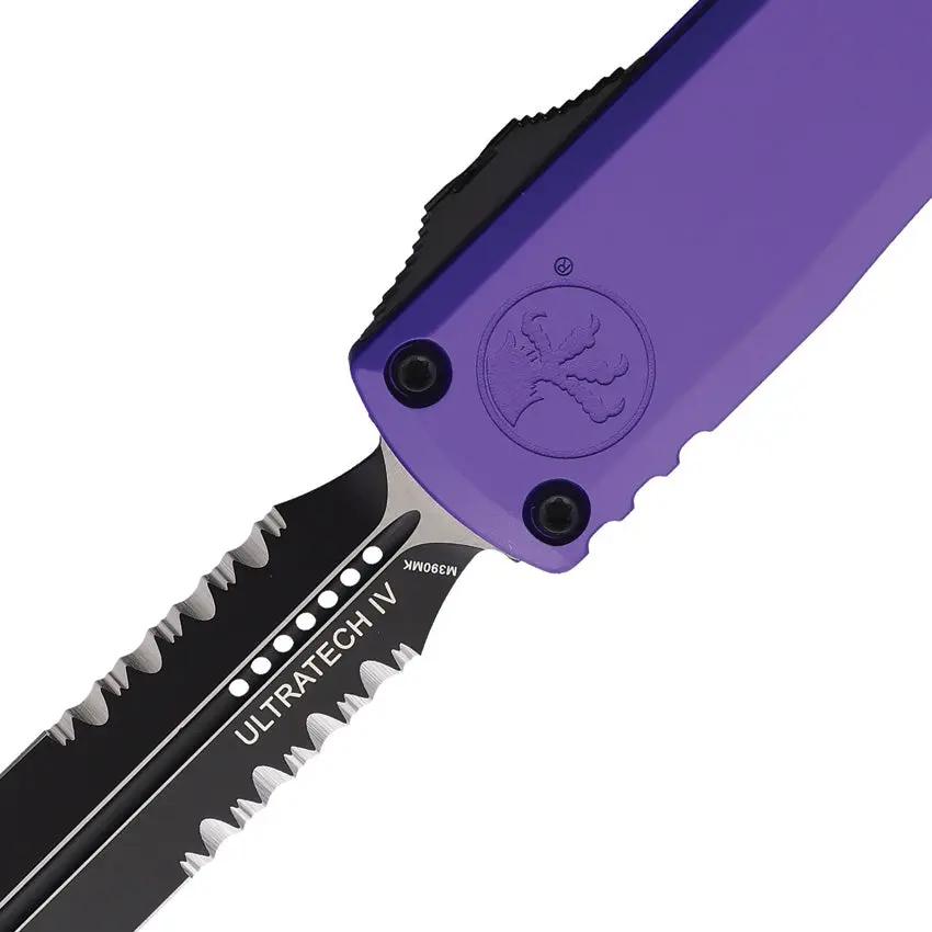 Microtech Auto Ultratech Gen IV OTF Knife ThreePointFiveInch Dagger Blade M390 Purple Aluminum for Tactical Enthusiasts by Microtech