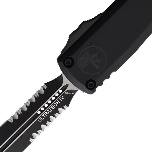 Microtech Ultratech Auto Gen IV D E OTF Knife with M390 Blade, Two Tone Finish, Black Aluminum Handle For EDC Hobbyists by Microtech