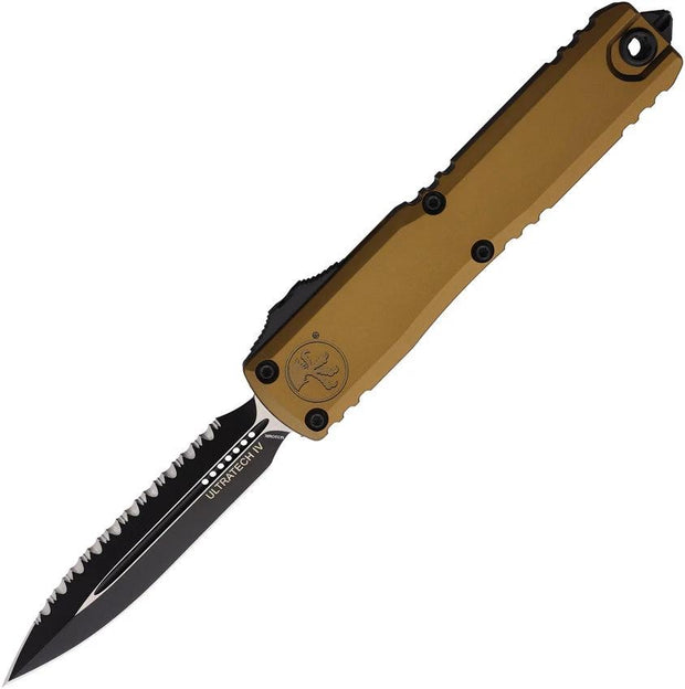 Microtech Ultratech Automatic Opening Knife For EDC Gen IV OTF Bohler M390MK Dagger Blade Tan Aluminum by Microtech
