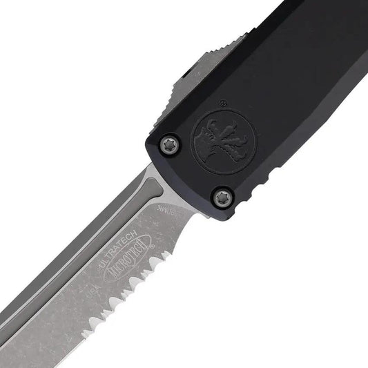 Microtech Ultratech Gen III ZBP Auto Knife with M390 Blade Partial Serration Black Aluminum Handle EDC Ready by Microtech