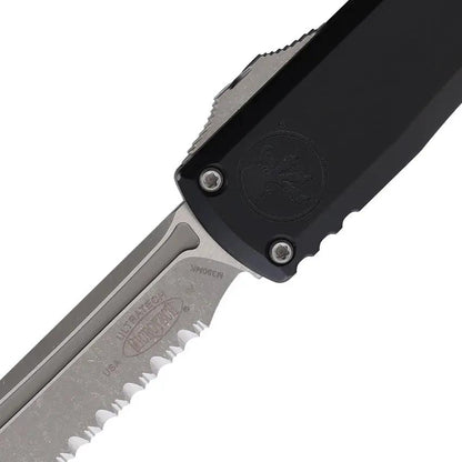 Microtech Ultratech Gen IV Auto OTF Knife 5in Closed, M390 Serrated Tanto, Glass Breaker, Black Handle, Elite EDC by Microtech
