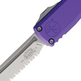 Microtech Ultratech Auto Gen IV OTF Knife 5in Closed Purple Handle M390 Tanto Serrated Stonewash Blade For EDC Fans by Microtech