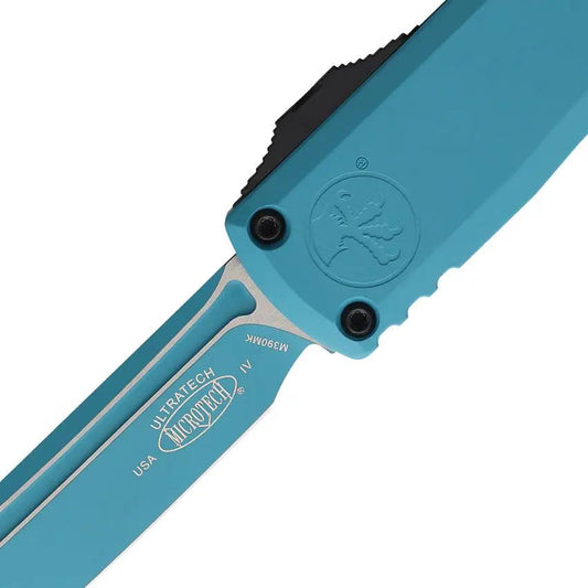 Microtech Auto Ultratech Gen IV OTF Knife Cyan Cerakote Blade Aluminum Handle for EDC Enthusiasts by Microtech