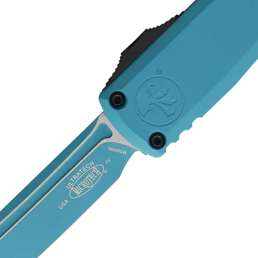 Microtech Auto Ultratech Gen IV OTF Knife Cyan Cerakote Blade Aluminum Handle for EDC Enthusiasts by Microtech
